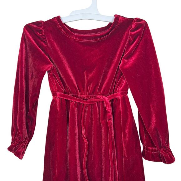 NEW INC International Concepts Girls Velvet Dress 3T Red Belted Long Sleeve - Picture 2 of 8